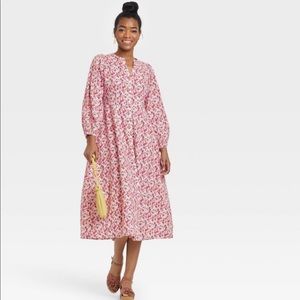 Women’s Balloon Long sleeve button front dress